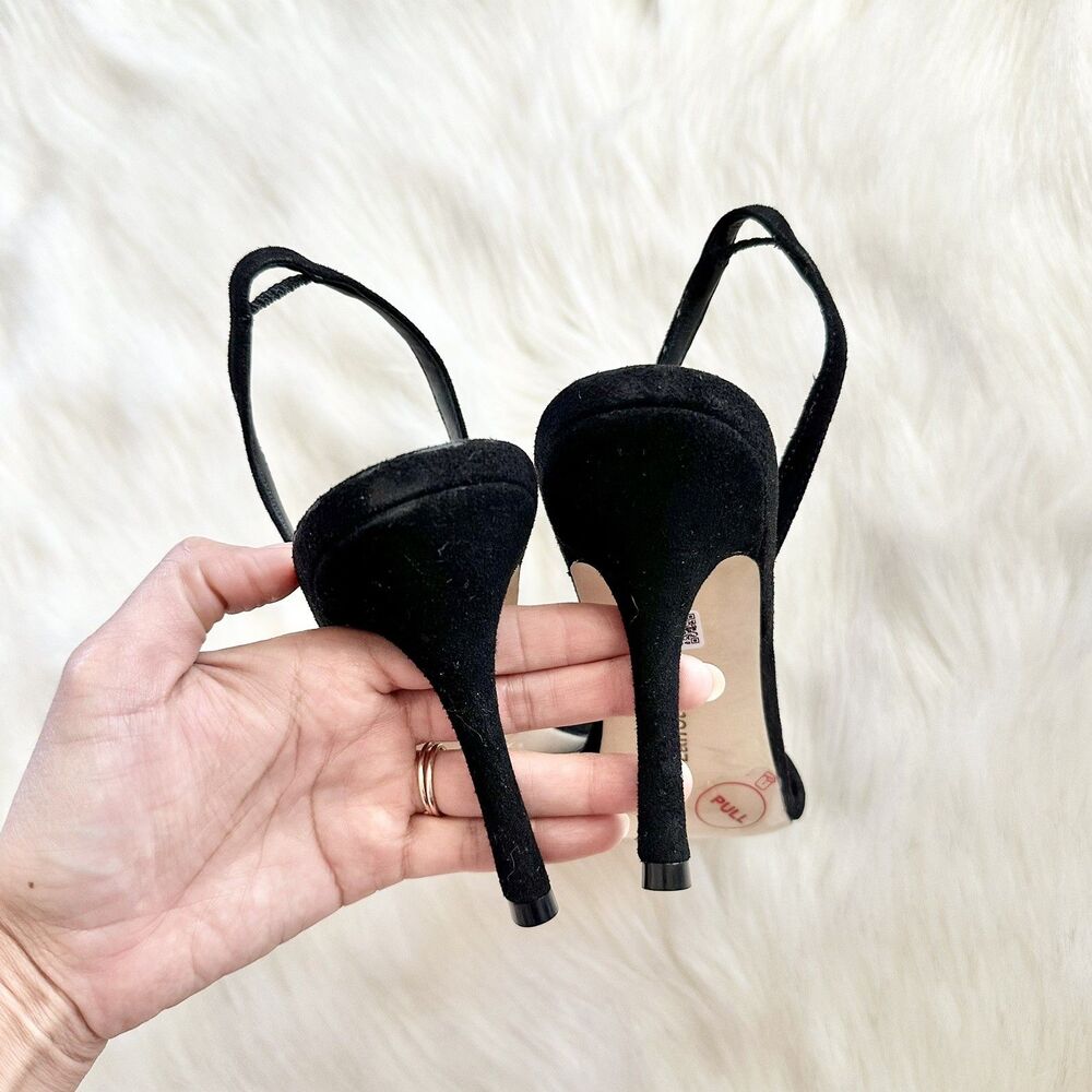 NWOB Larroude Annie Strappy Sandals Black Suede Size 9.5 Designer Womens - Picture 7 of 9